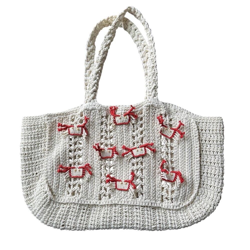 Handcrafted Crochet Macrame Beach Summer Tote Crab Accents Coastal Vibes
